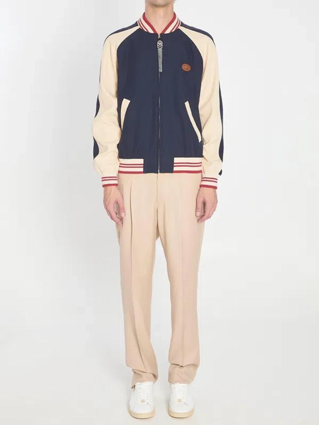 VALENTINO La Chat De La Maison Wool Bomber Jacket In Black Product Image