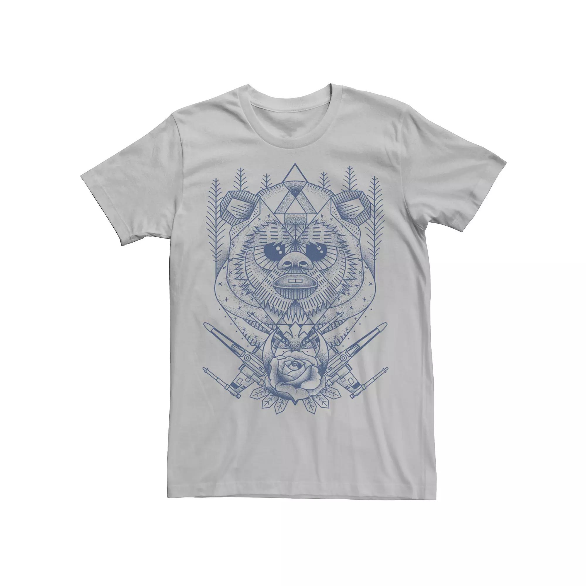 Men's Star Wars Ewok And Roses Geometric Poster Tee,  Product Image