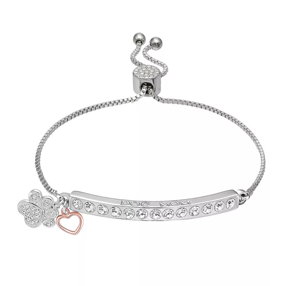 Brilliance Two Tone Crystal "Dog Mom" Adjustable Bracelet, Women's, Size: 7", Two Tone Pink Clear Product Image