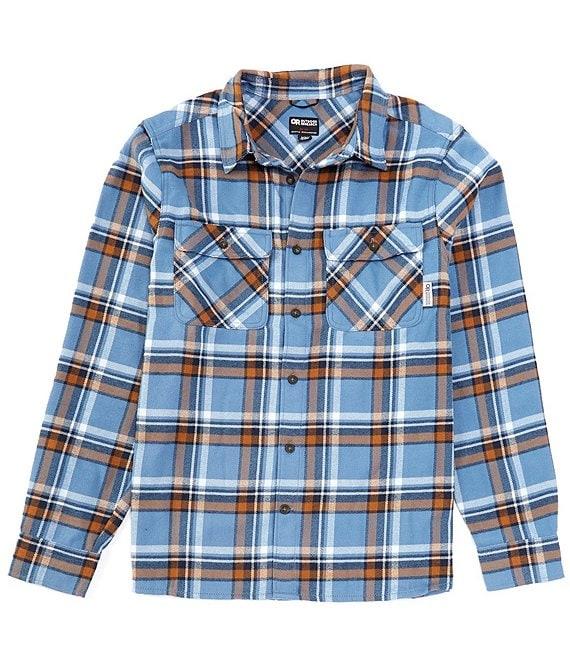Outdoor Research Performance Stretch Feedback Slate Plaid Flannel Twill Long Sleeve Woven Shirt Product Image