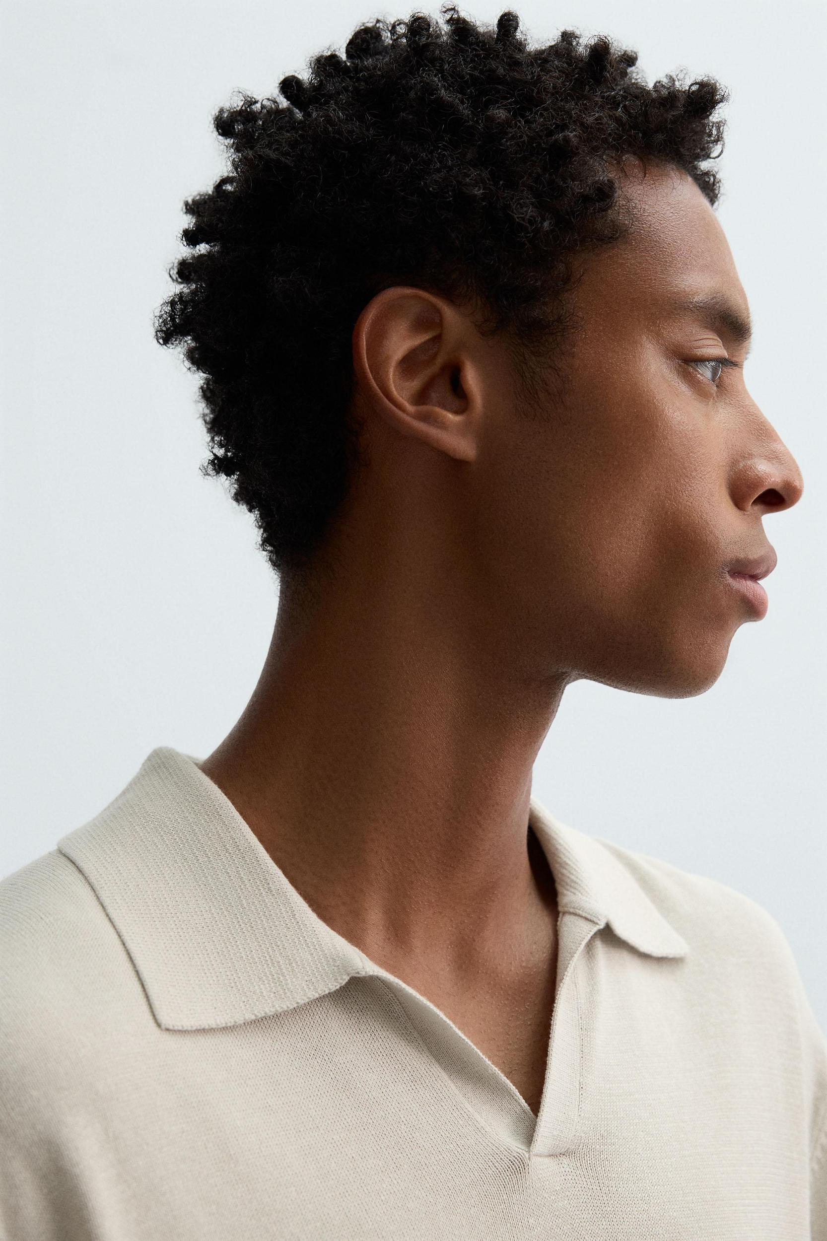 COTTON-HEMP KNIT POLO SHIRT Product Image