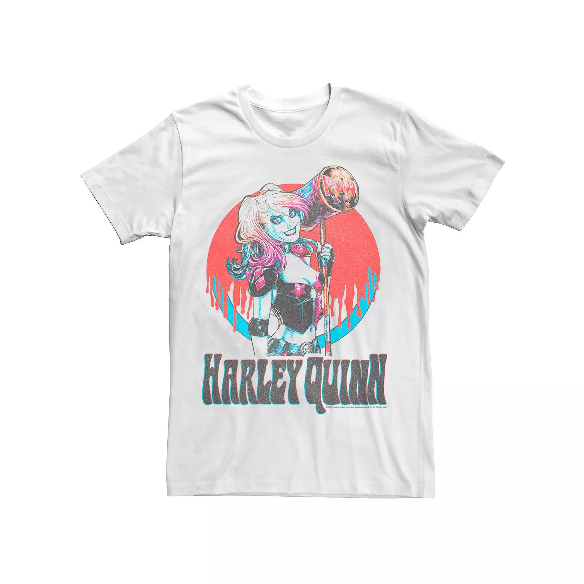 Men's Batman Harley Quinn Paint Drip Retro Logo Tee,  Product Image
