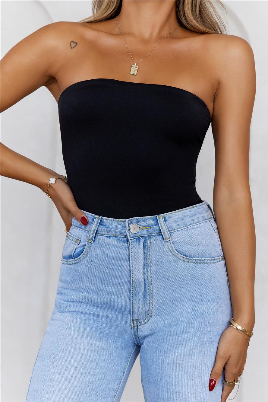 BASE  Longline Strapless Bandeau Top Black Product Image