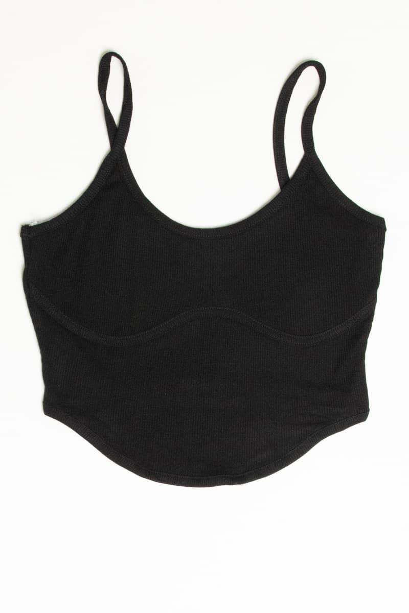 Black Ribbed Underlined Bust Cami Product Image