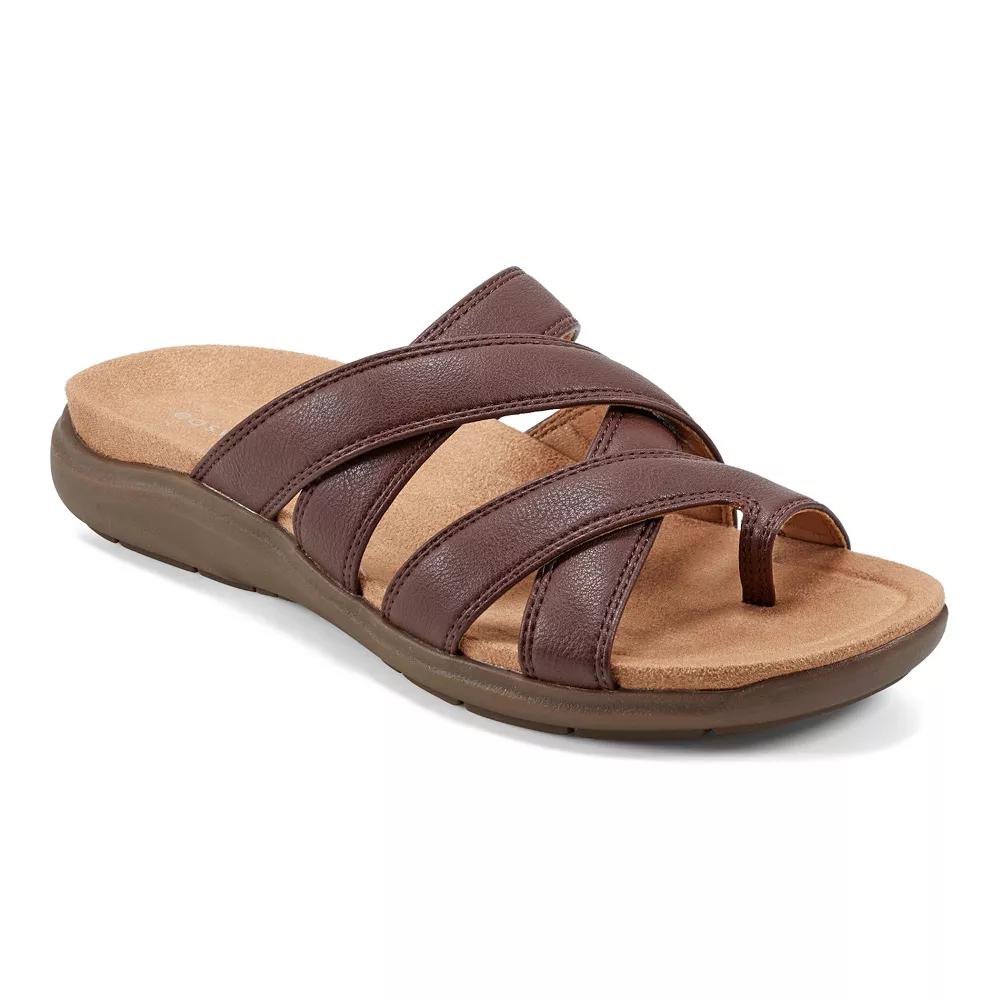 Easy Spirit Women's Westly Strappy Toe Loop Slide Sandals, Size: 6.5, Dark Brown Product Image