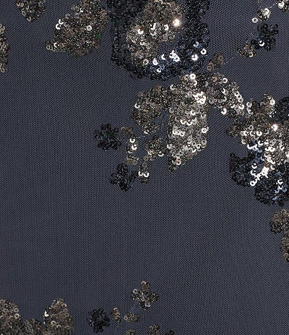 Ignite Evenings Chiffon Overlay Scoop Neck Capelet Sleeve Sequin Sheath Dress Product Image