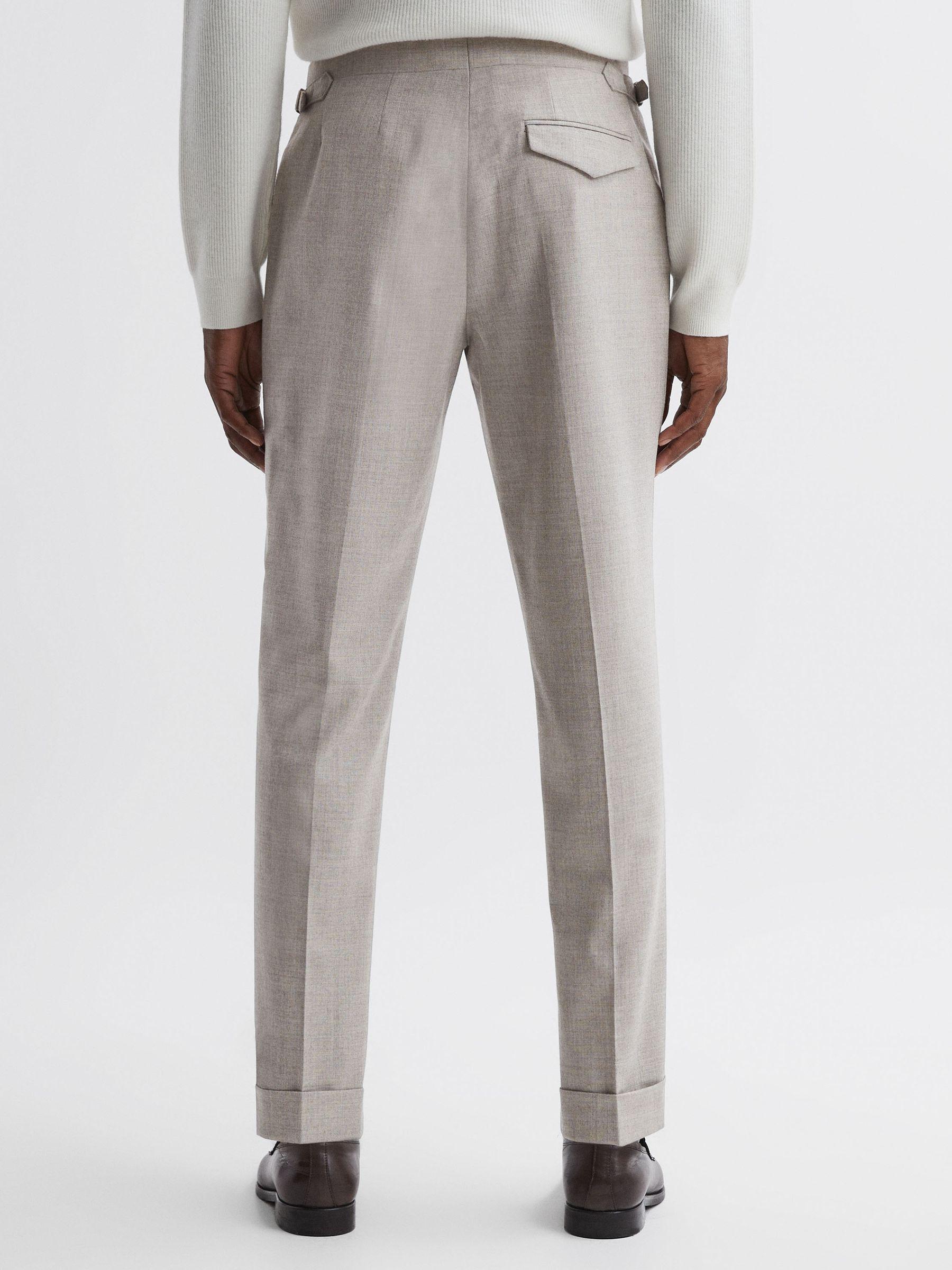 Slim Fit Brushed Wool Trousers in Oatmeal Product Image