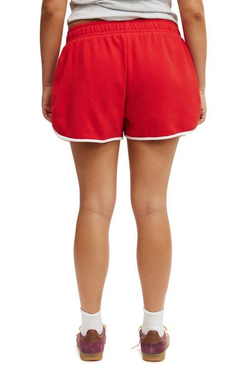 Cotton On Women's Dolphin Hem Micro Mini Short in Red Poppy White at Nordstrom, Size Small Product Image
