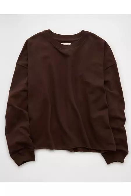 AE Everyday Luxe Cropped Cut-Off Sweatshirt Womens Product Image