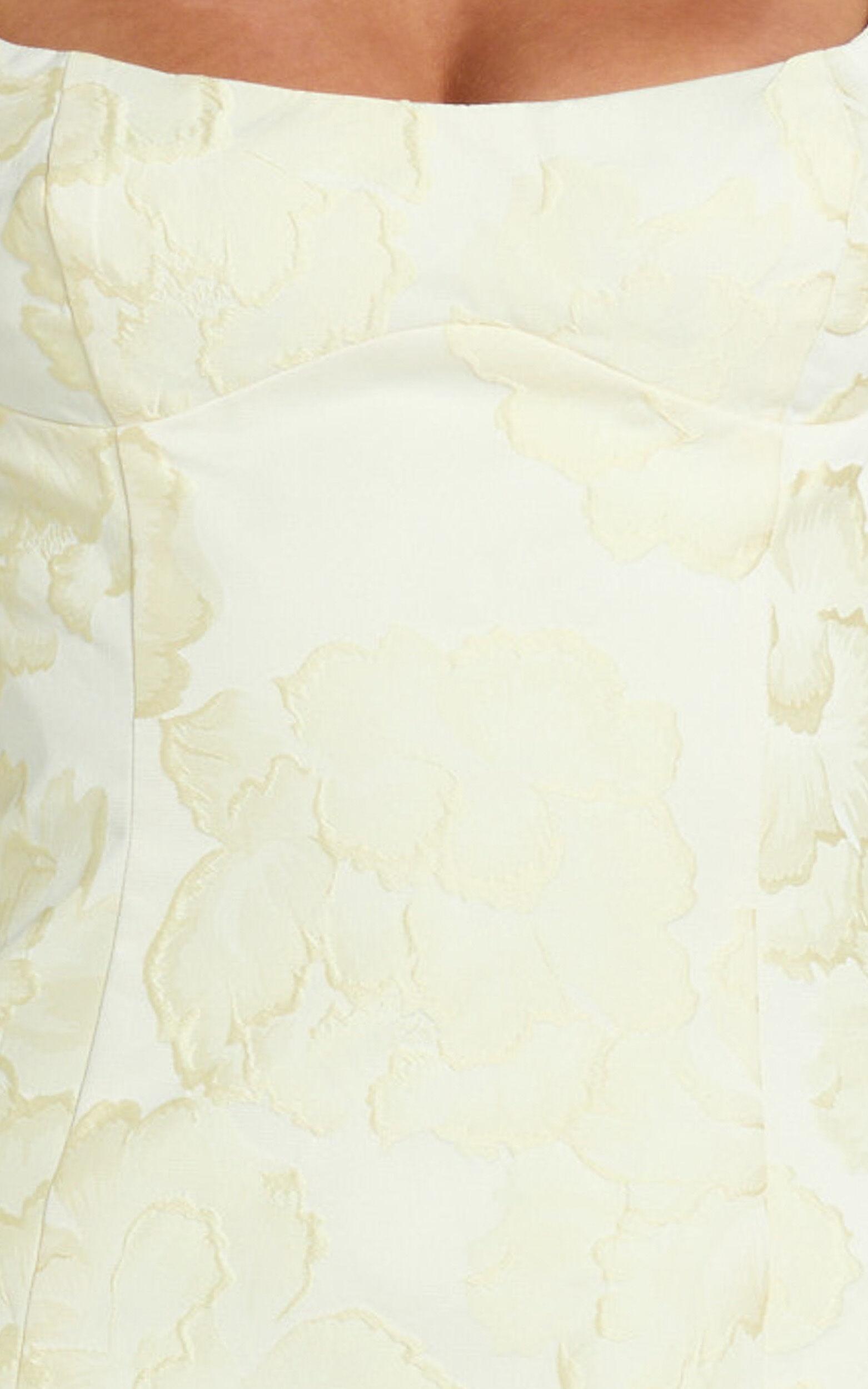 Orla Mini Dress - Jacquard Scoop Neck Fitted Dress in Lemon Product Image