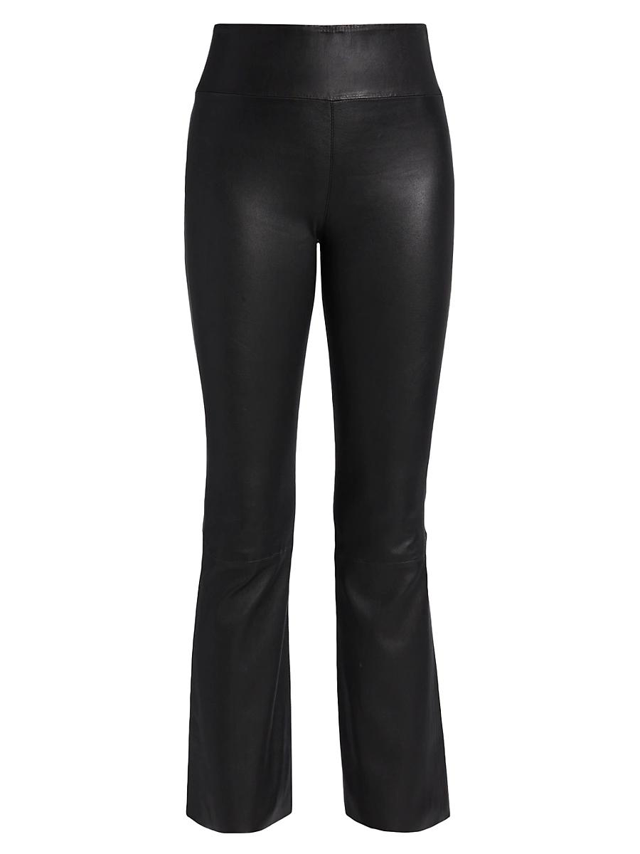 Womens Leather Flare Ankle Leggings Product Image