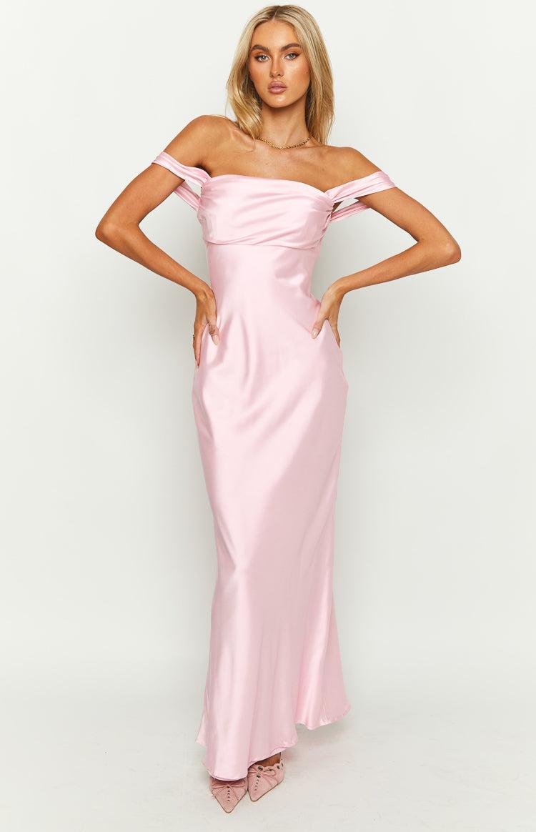 Ella Light Pink Off Shoulder Formal Maxi Dress Baby Product Image