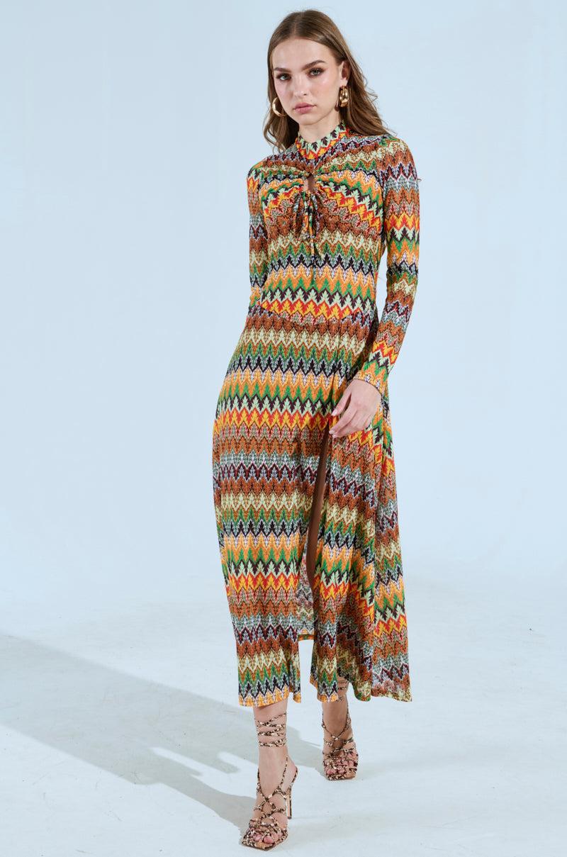 BAYLEE ABSTRACT PRINT KNIT MAXI DRESS Product Image