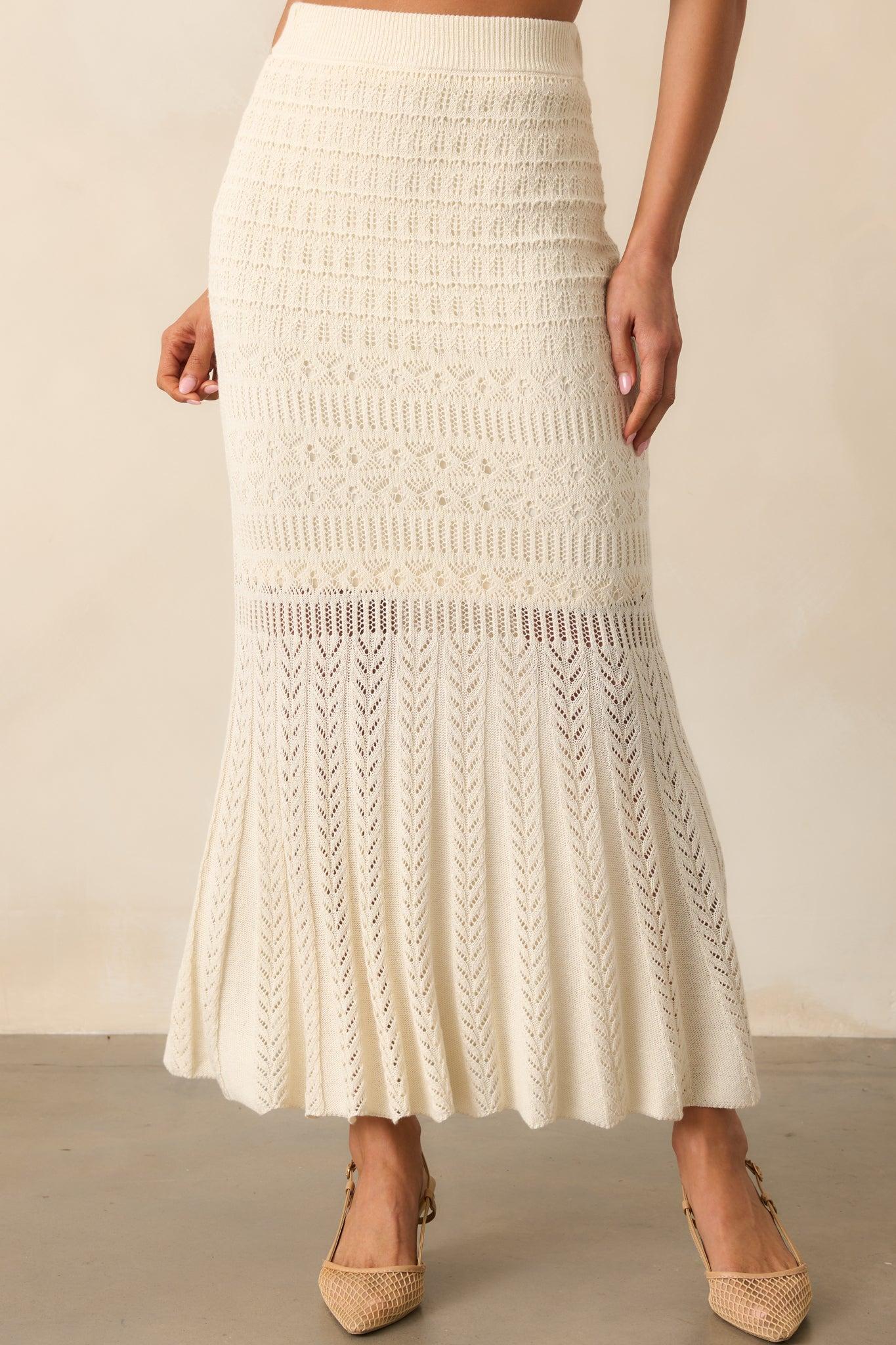Z Supply Beige Soria Crochet Midi Skirt Product Image