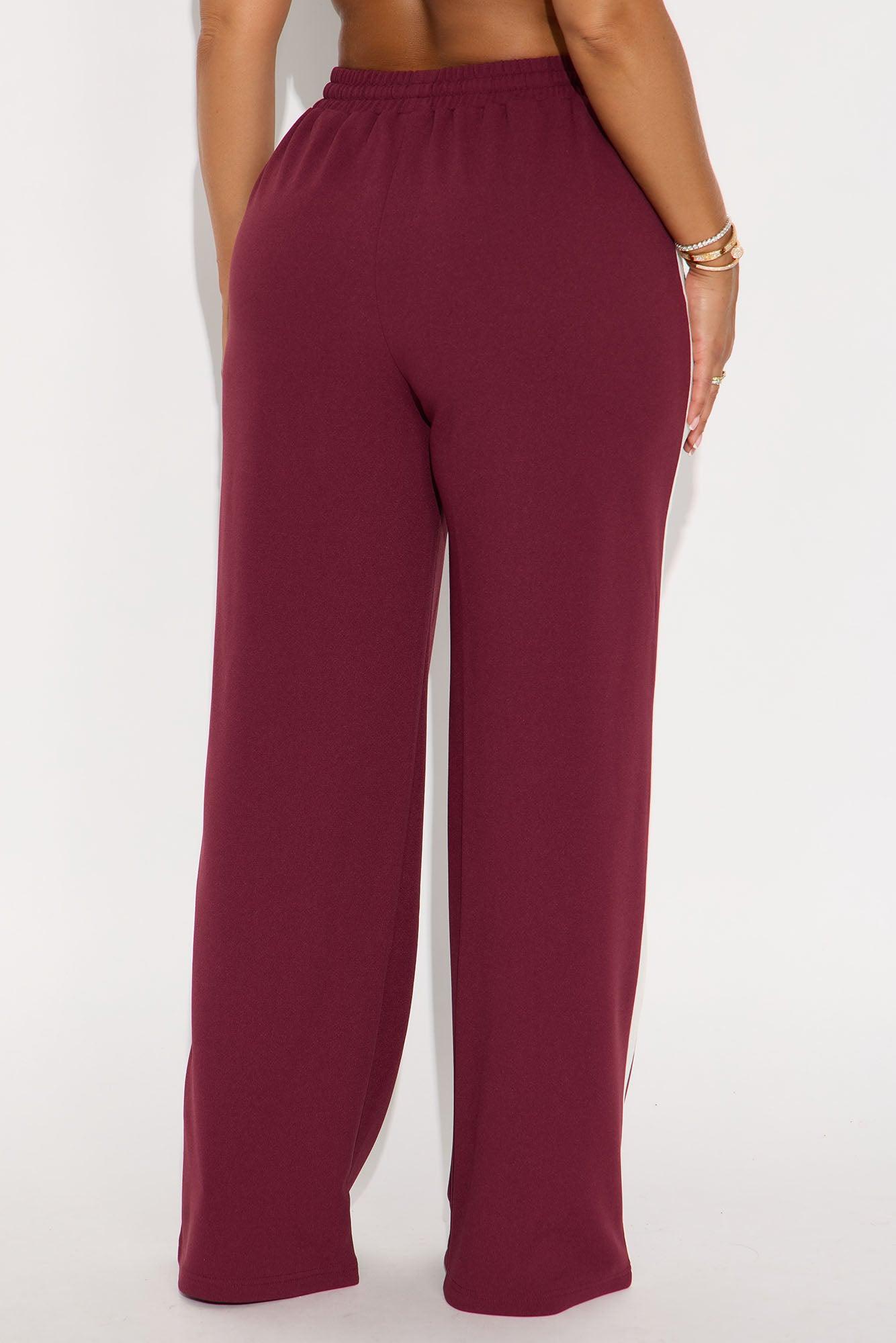 Point Of View Track Trouser Pant - Burgundy/combo Female Product Image