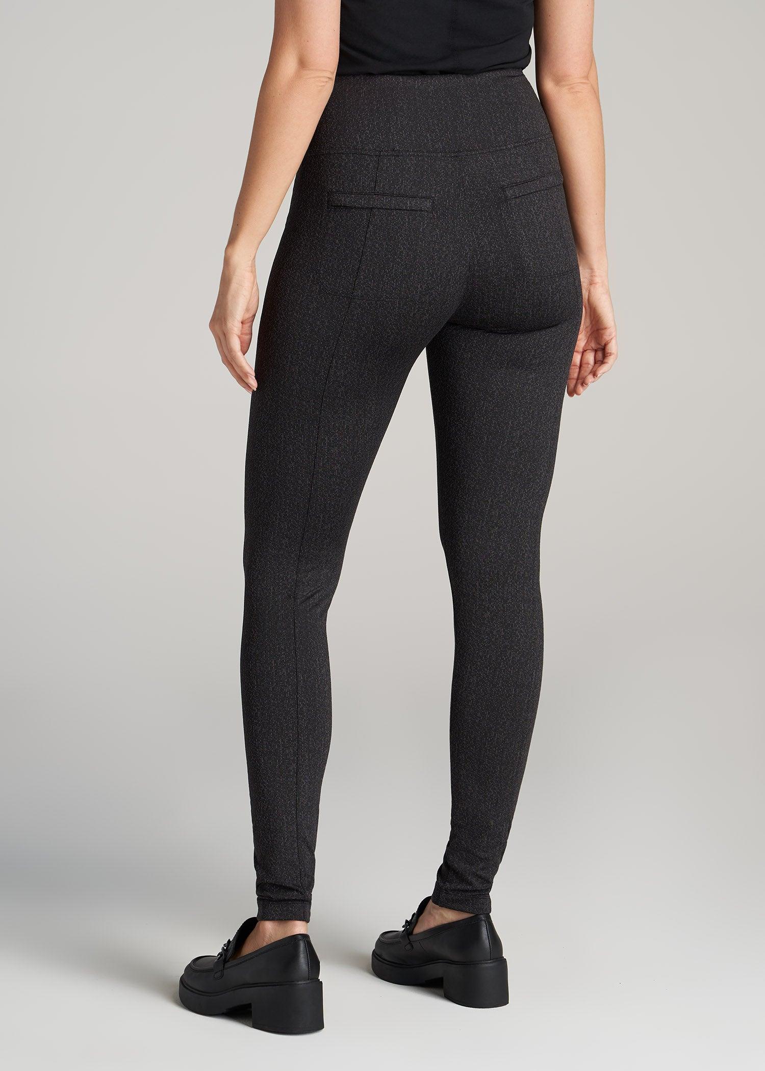 Textured Back-Pocket Leggings for Tall Women in Black Charcoal Jacquard Female Product Image