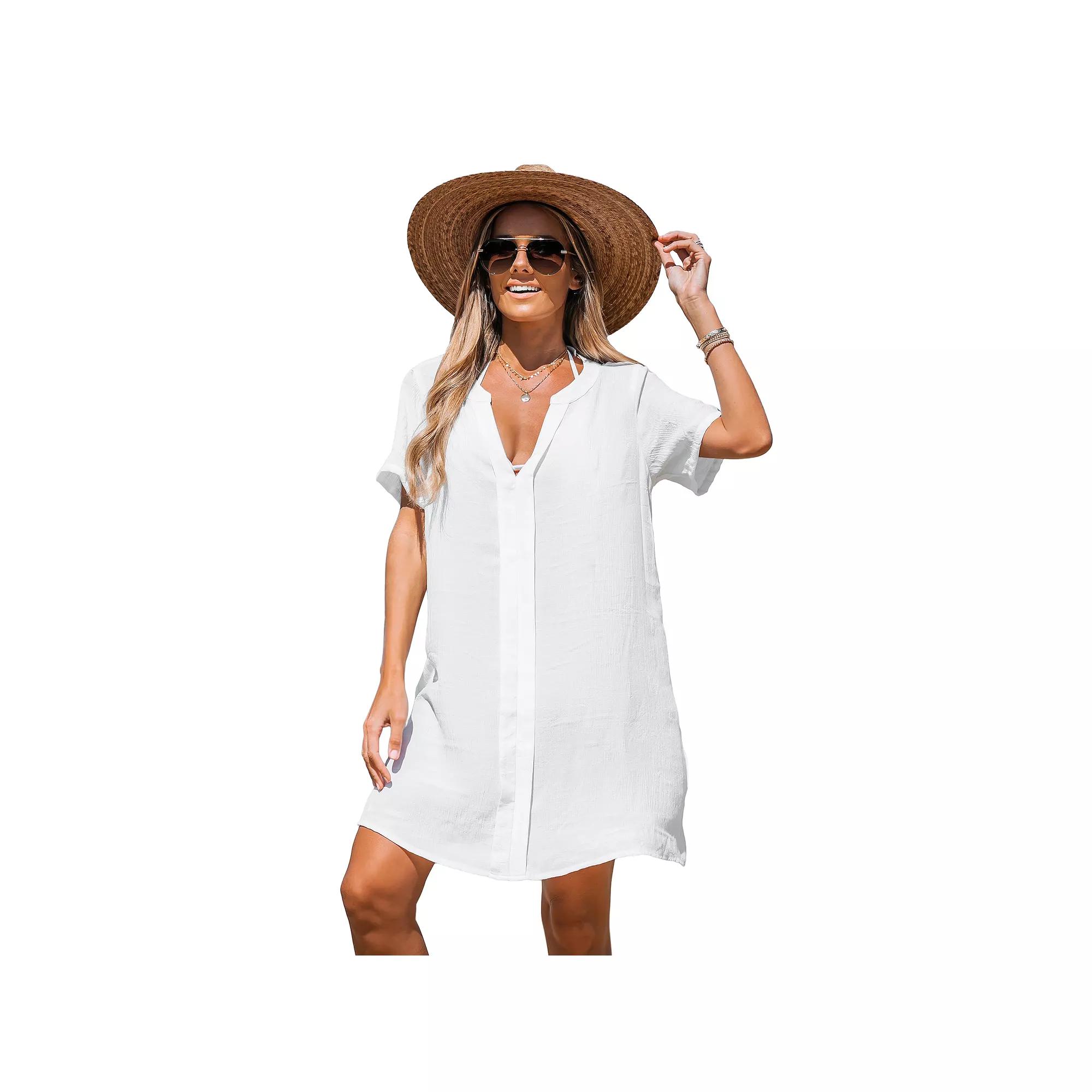 Women's Cupshe V-Neck Swim Cover-Up Mini Dress,  Product Image