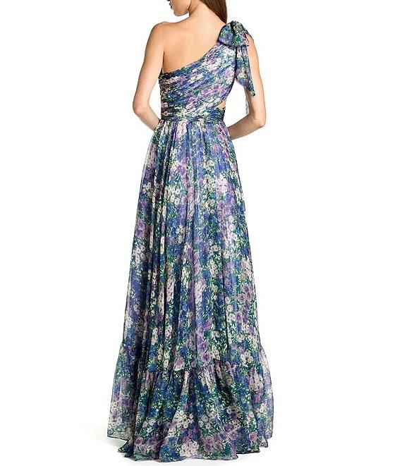 Mac Duggal One Shoulder Side Cut Out Gown With Slit Product Image