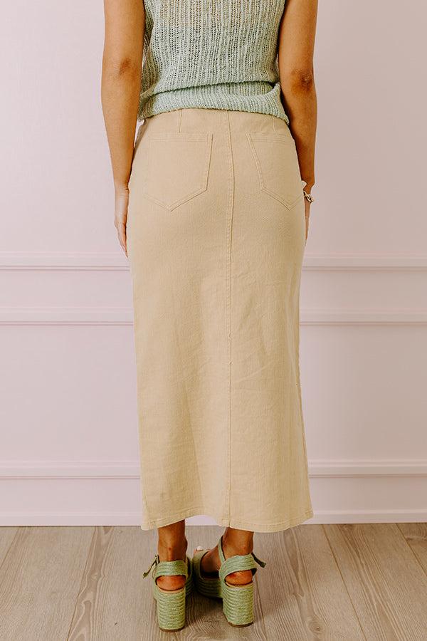 The Bristol High Waist Denim Skirt In Cream Product Image