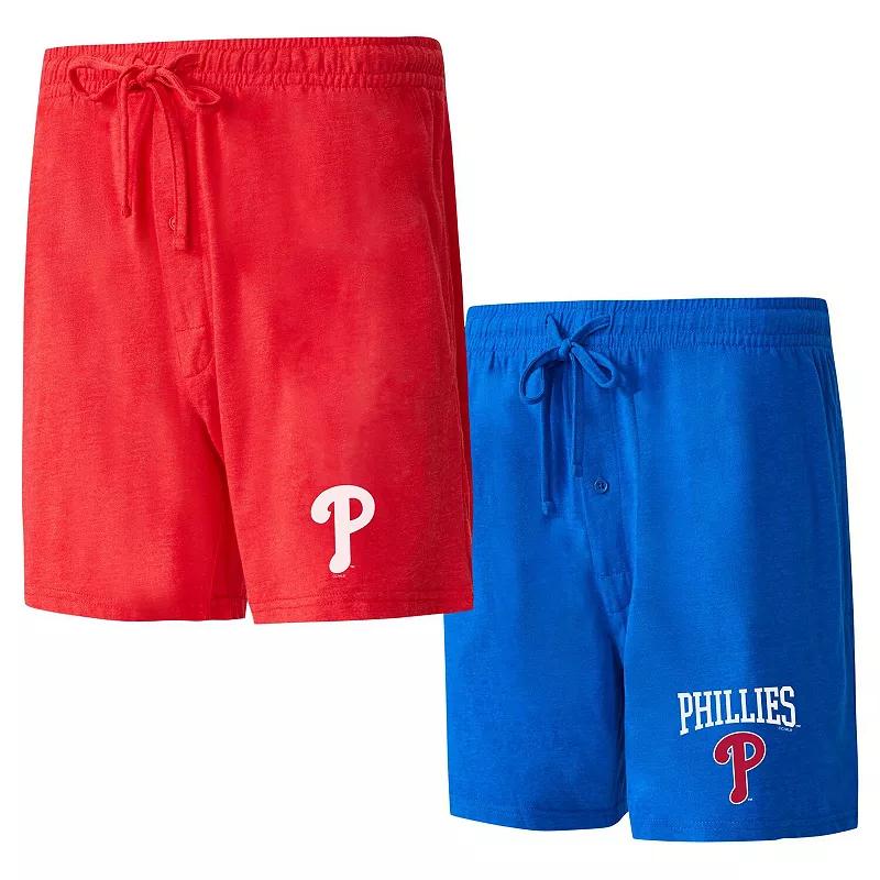 Men's Concepts Sport Red/Royal Philadelphia Phillies Two-Pack Meter Sleep Shorts, Size: Large Product Image