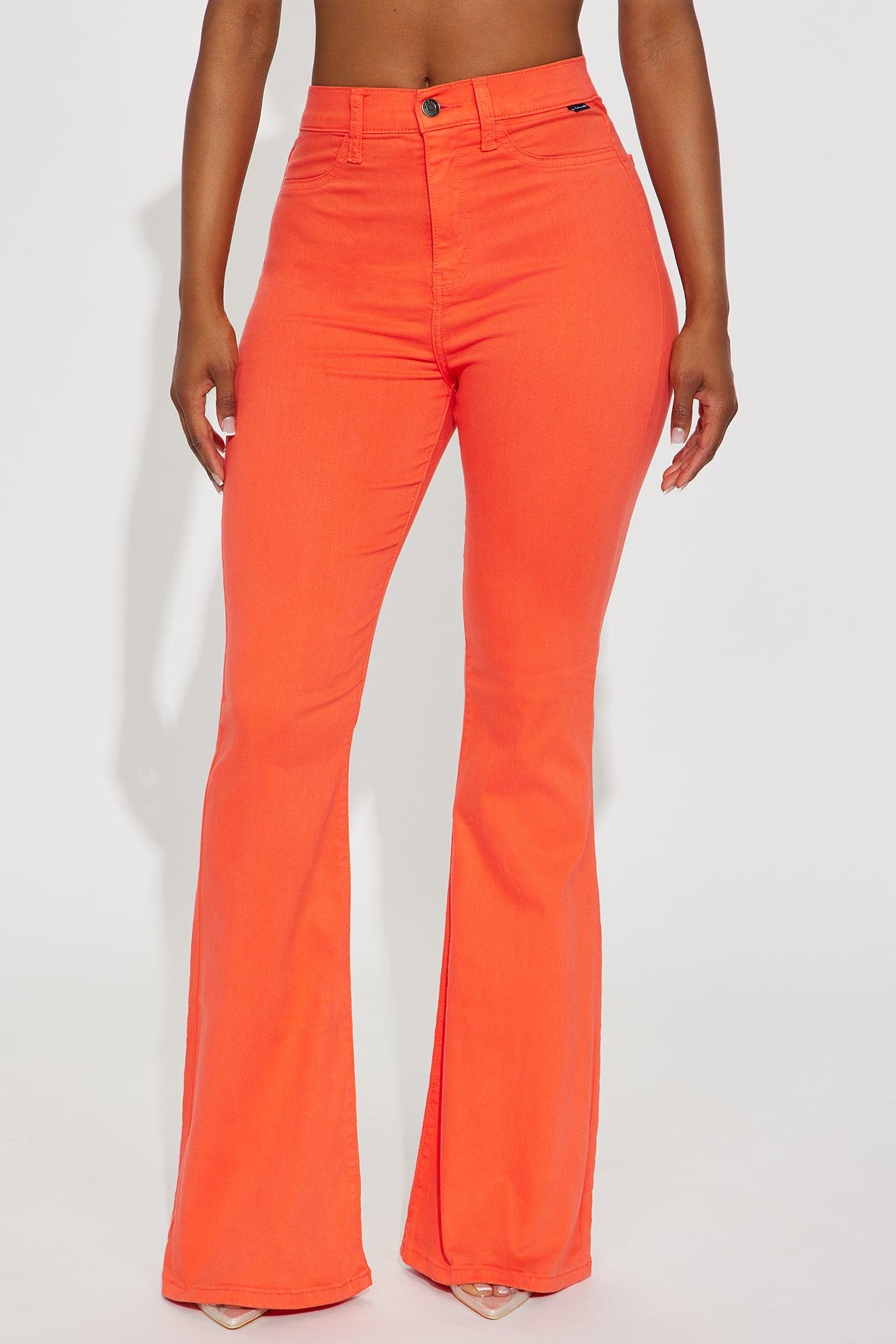 Sunset Hour High Rise Flare Jeans - Orange Female Product Image