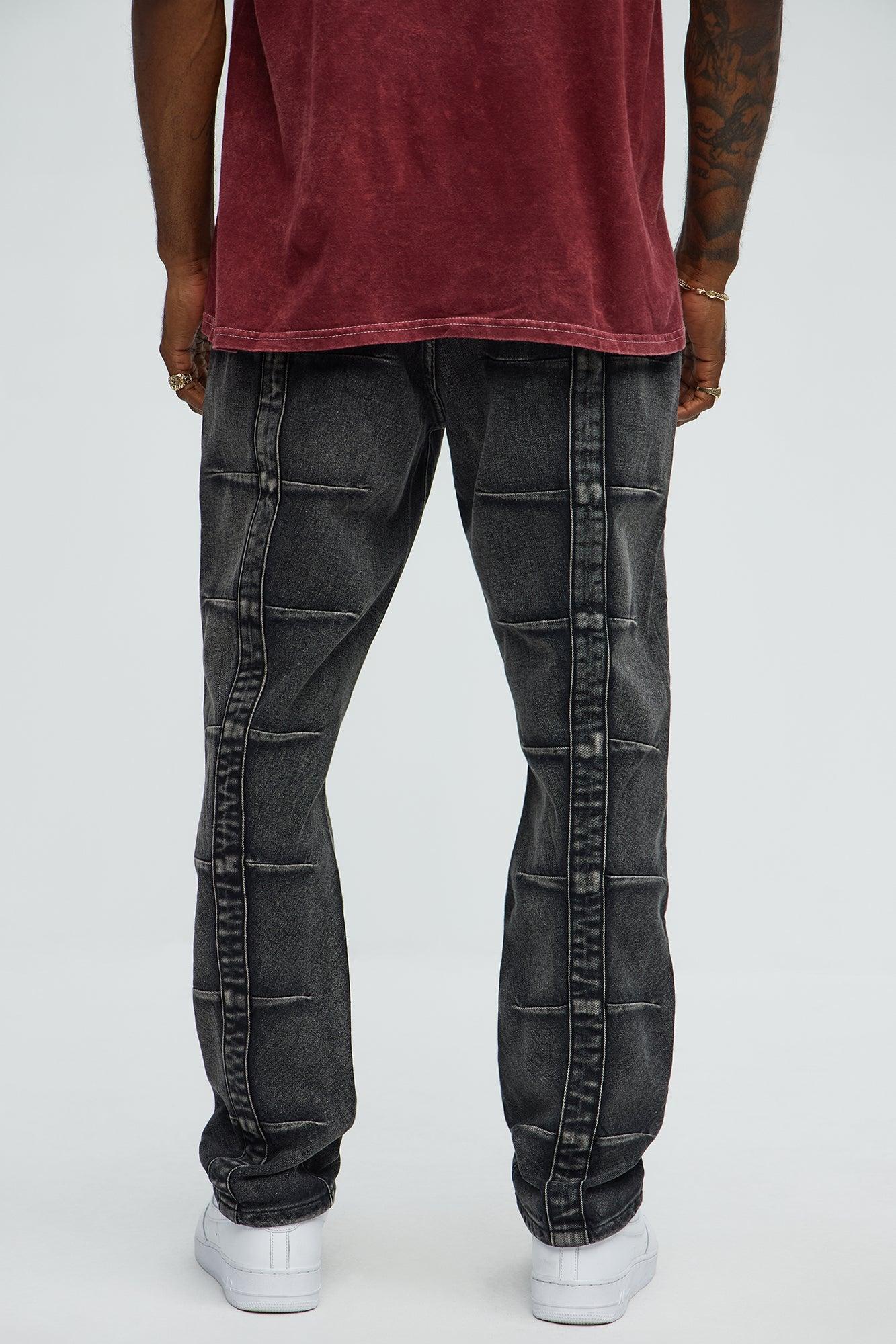 Vertical Panel Slim Jeans - Black Wash Product Image