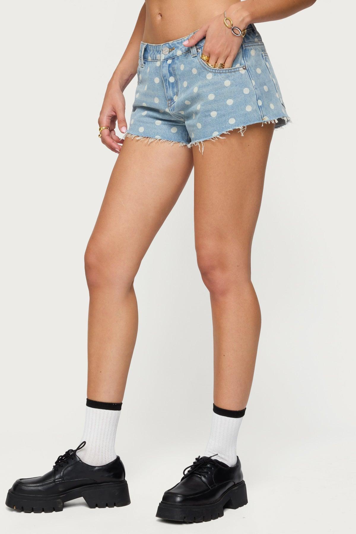 Josie Polka Dot Denim Shorts Product Image