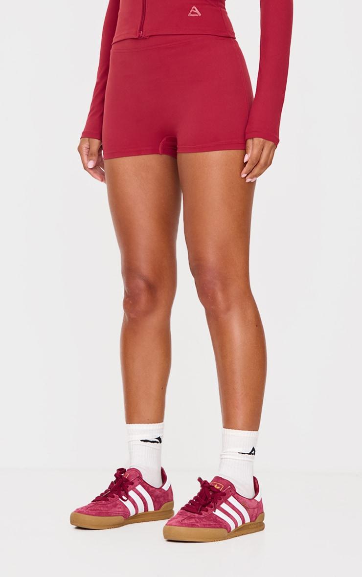 Dark Red Sculpt Ruched Bum Booty Shorts Product Image