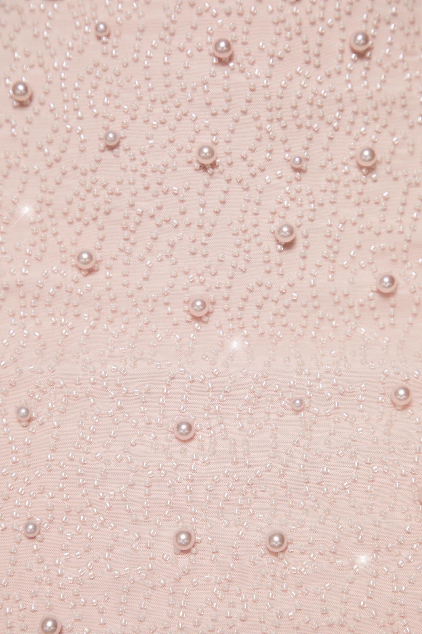 Embellished Cowl Neck Mini Dress in Blush Product Image