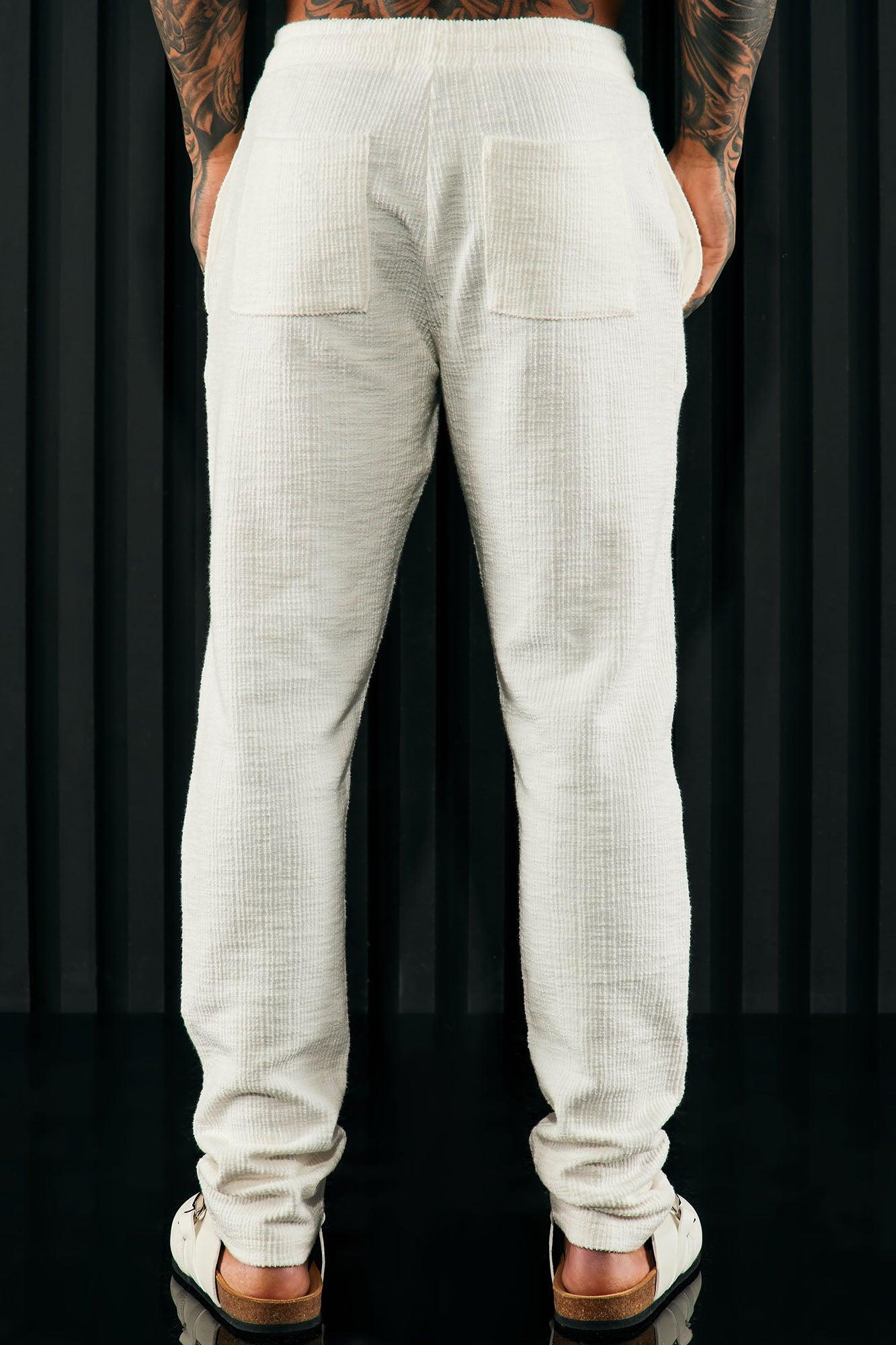 Dean Textured Slim Pants - White Product Image
