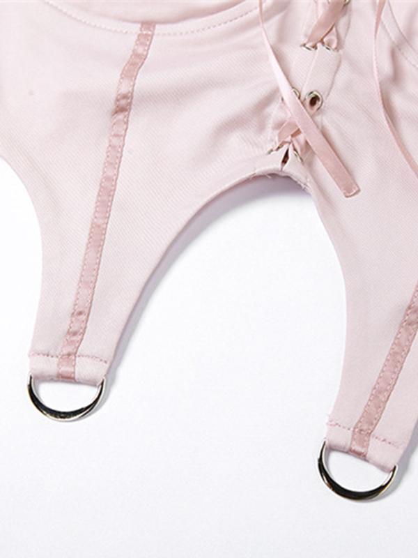 Solid Tie Up Irregular Hem Cami Top Product Image