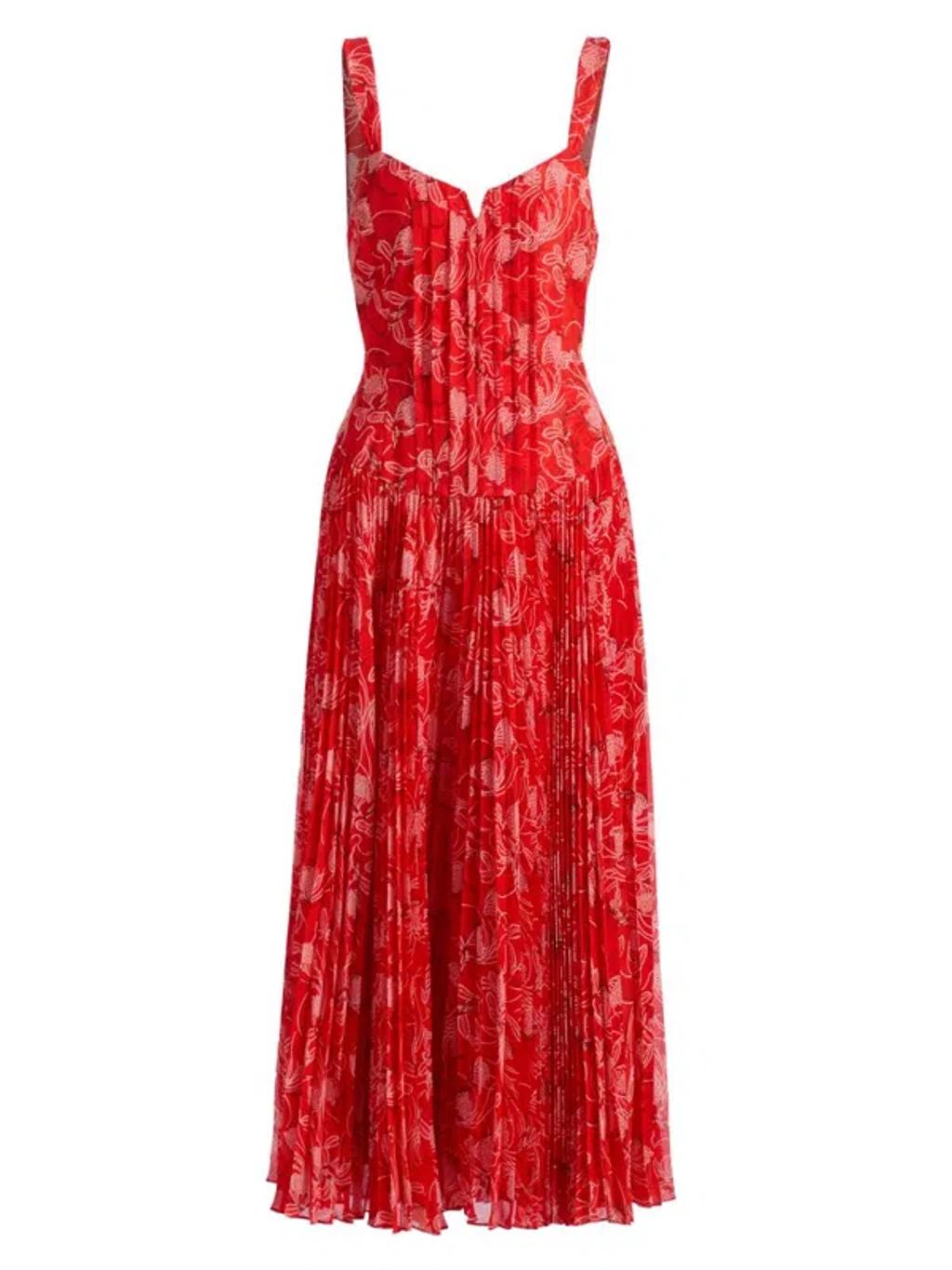 CINQ À SEPT Botanical Floral Print Sleeveless Maxi Dress In Orange Product Image