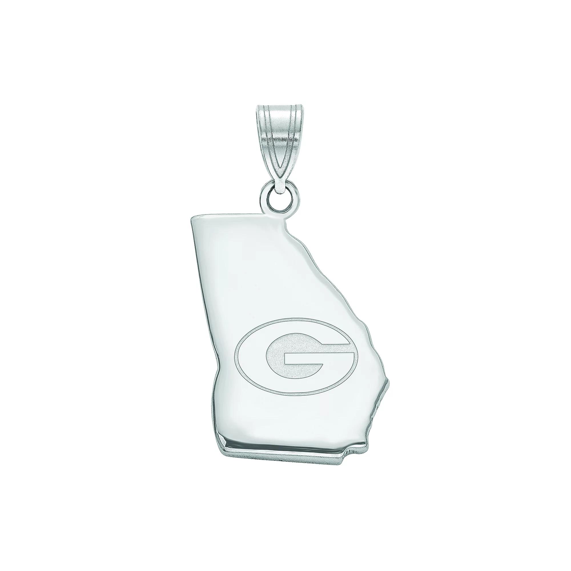 LogoArt Sterling Silver University of Georgia State Pendant, Women's, Size: 19 mm Product Image