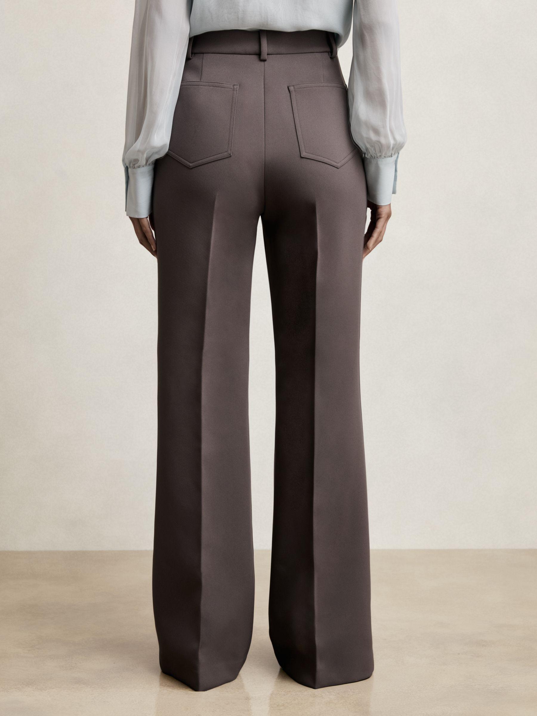 Twill Patch-Pocket Flared Trousers in Mauve Neutral Product Image
