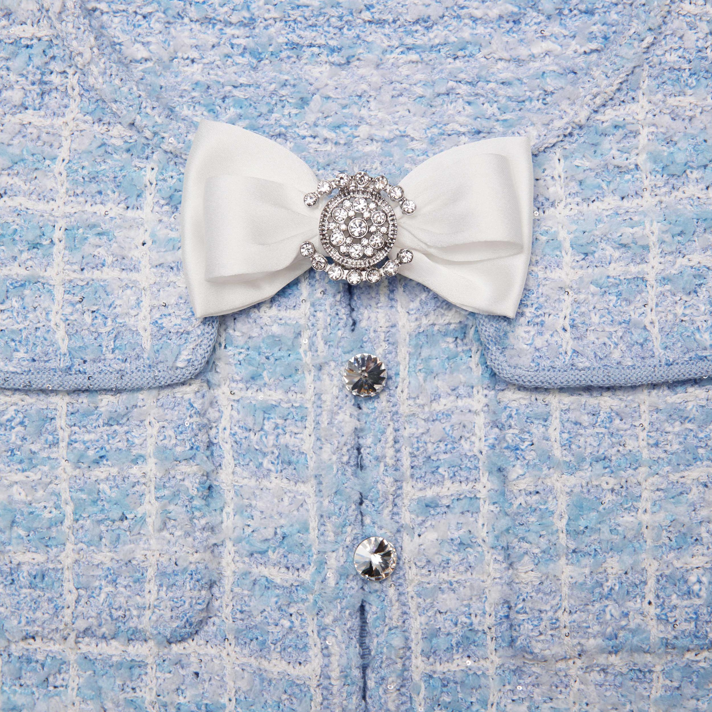 Blue Check Knit Mini Dress Product Image