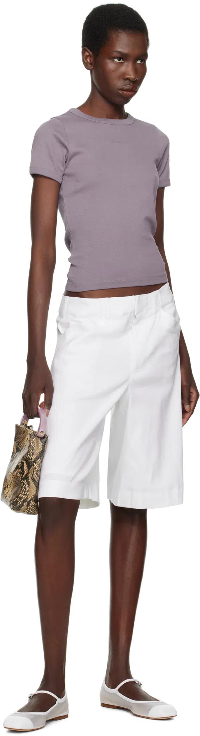 AEYDE Round Toe Ballerina Shoes With Contrast Piping In White Product Image