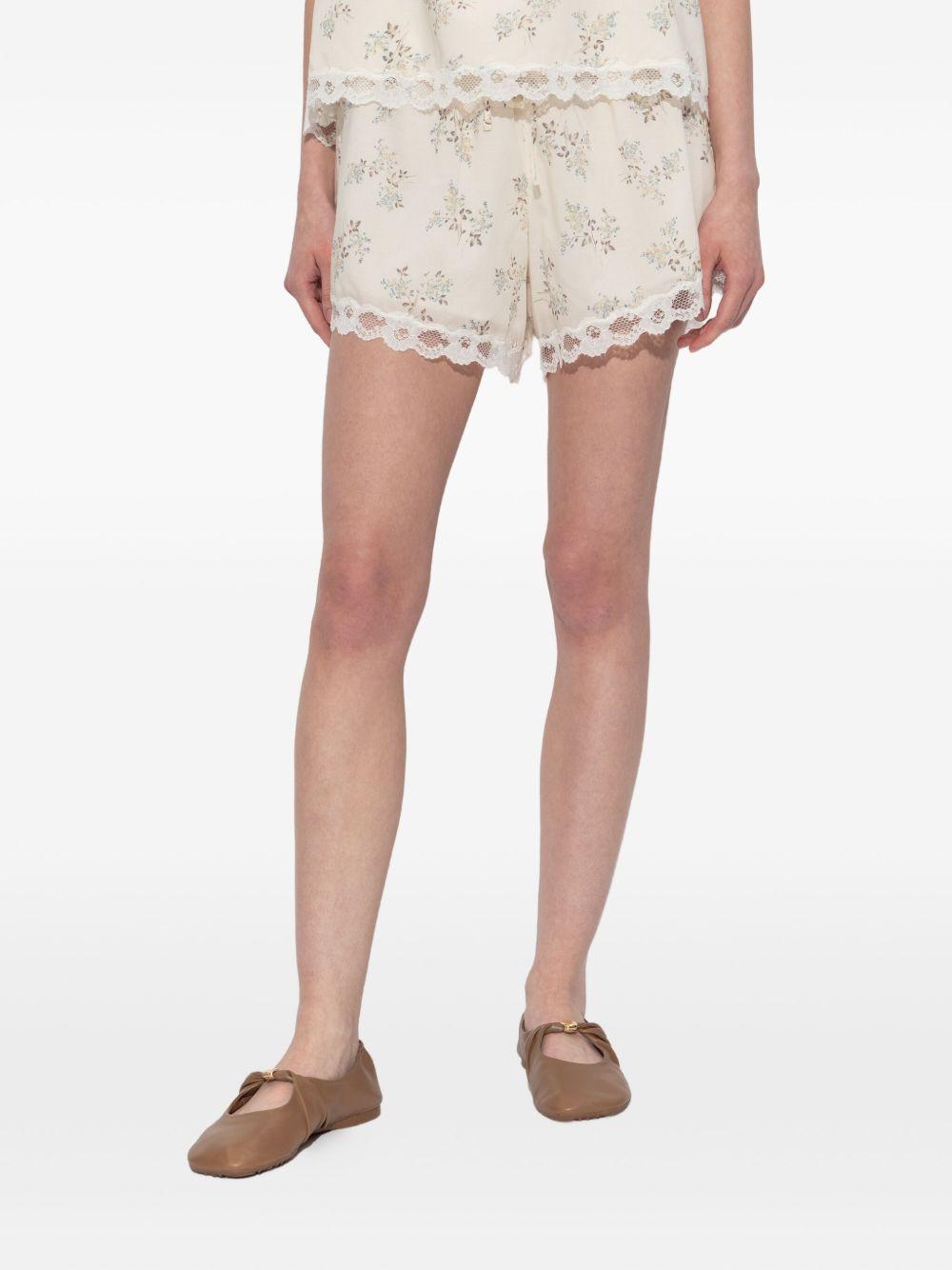 Elodie floral lace-trimmed shorts Product Image