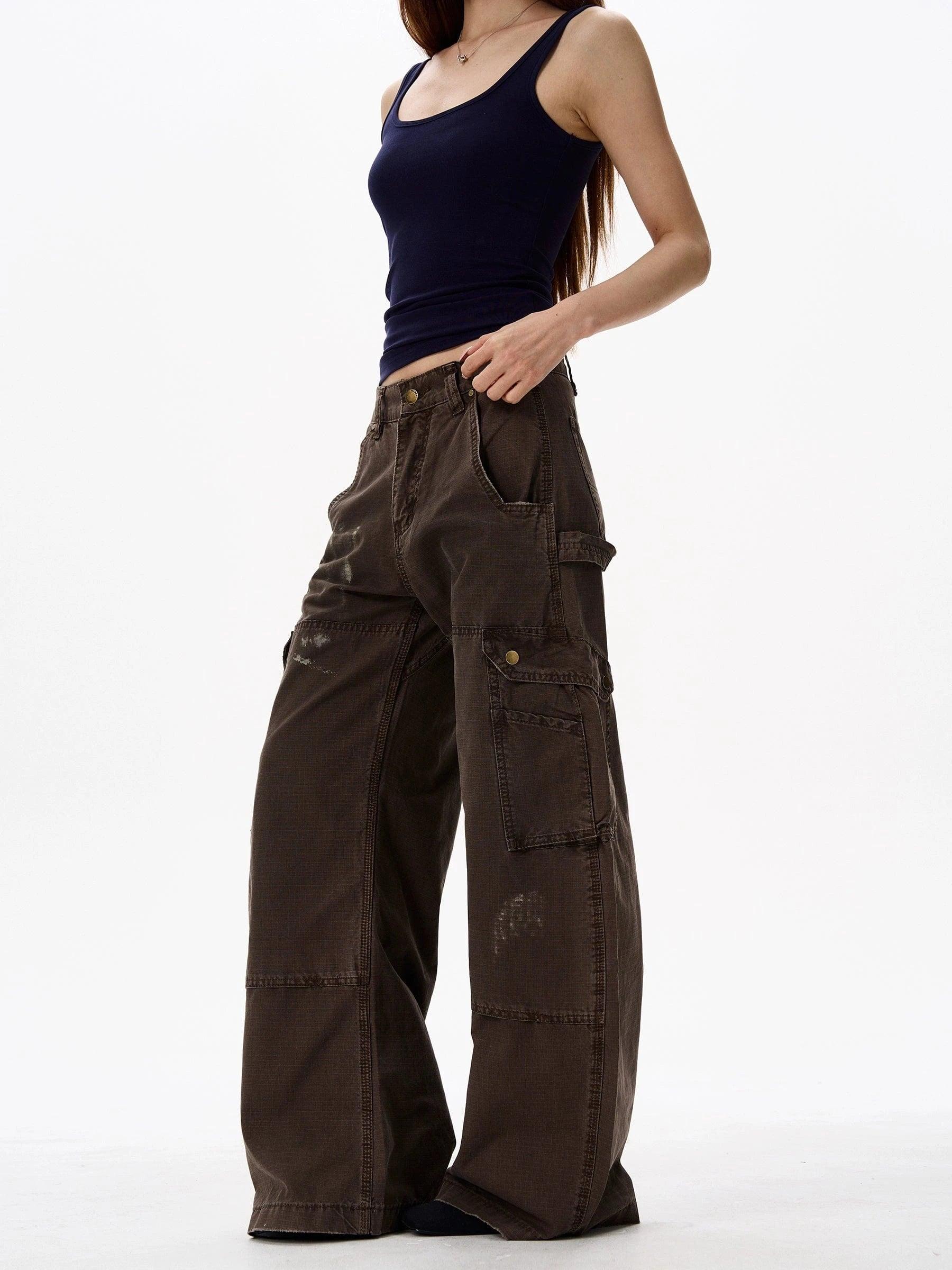 RT No. 18144 BROWN RECONSTRUCTED INDUSTRY WORKWEAR PANTS Product Image