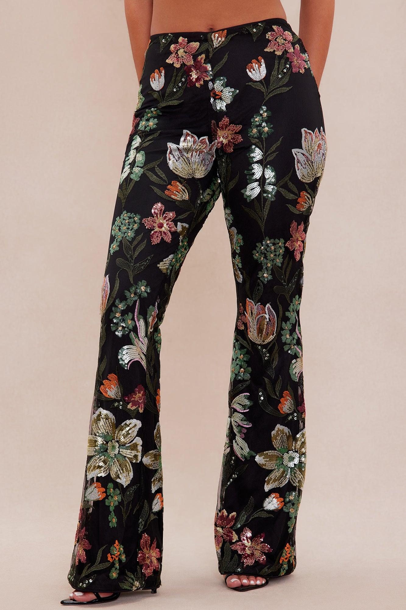 Florencia Embellished Flare Pant - Black/combo Product Image