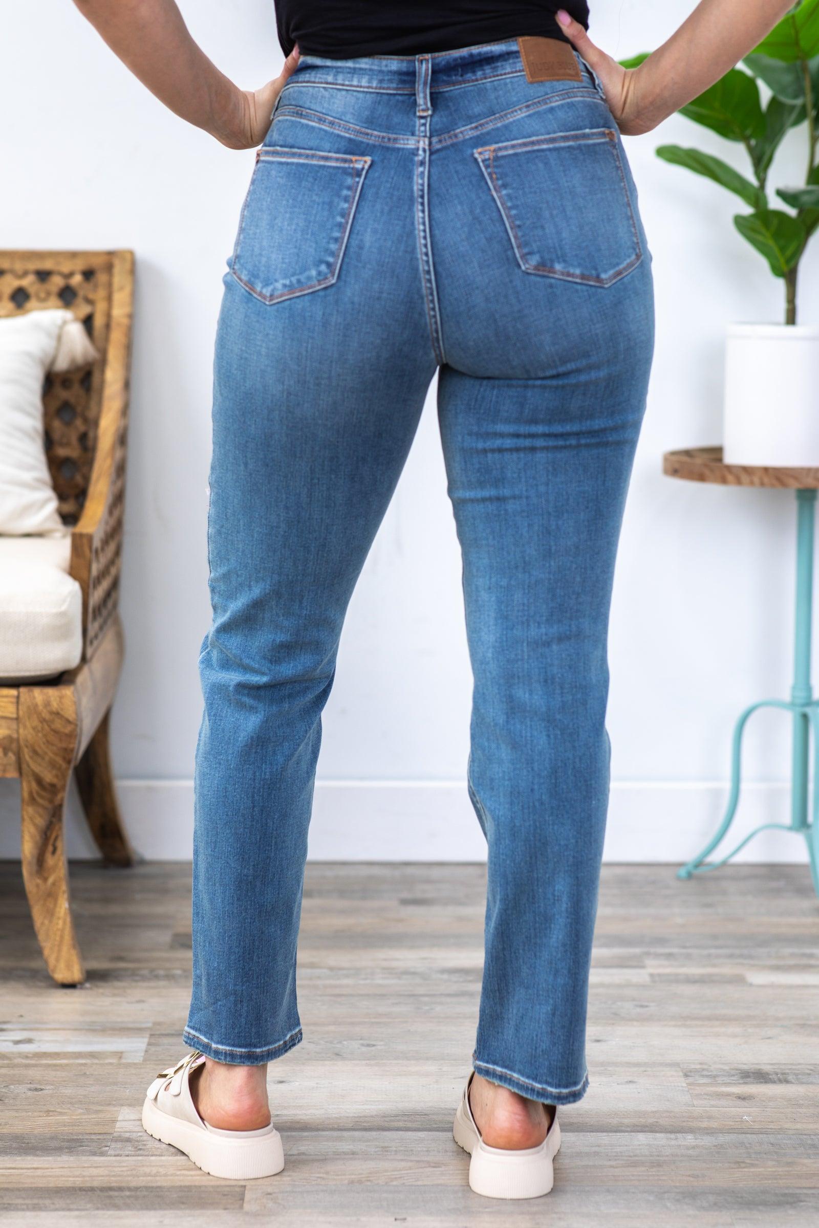 Judy Blue Work It Med Wash Straight Leg Jeans Product Image