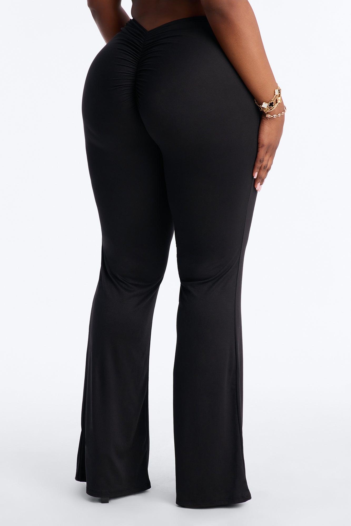 Feeling Cheeky Low Rise Ruched Butt Flare Pant - Black Female Product Image