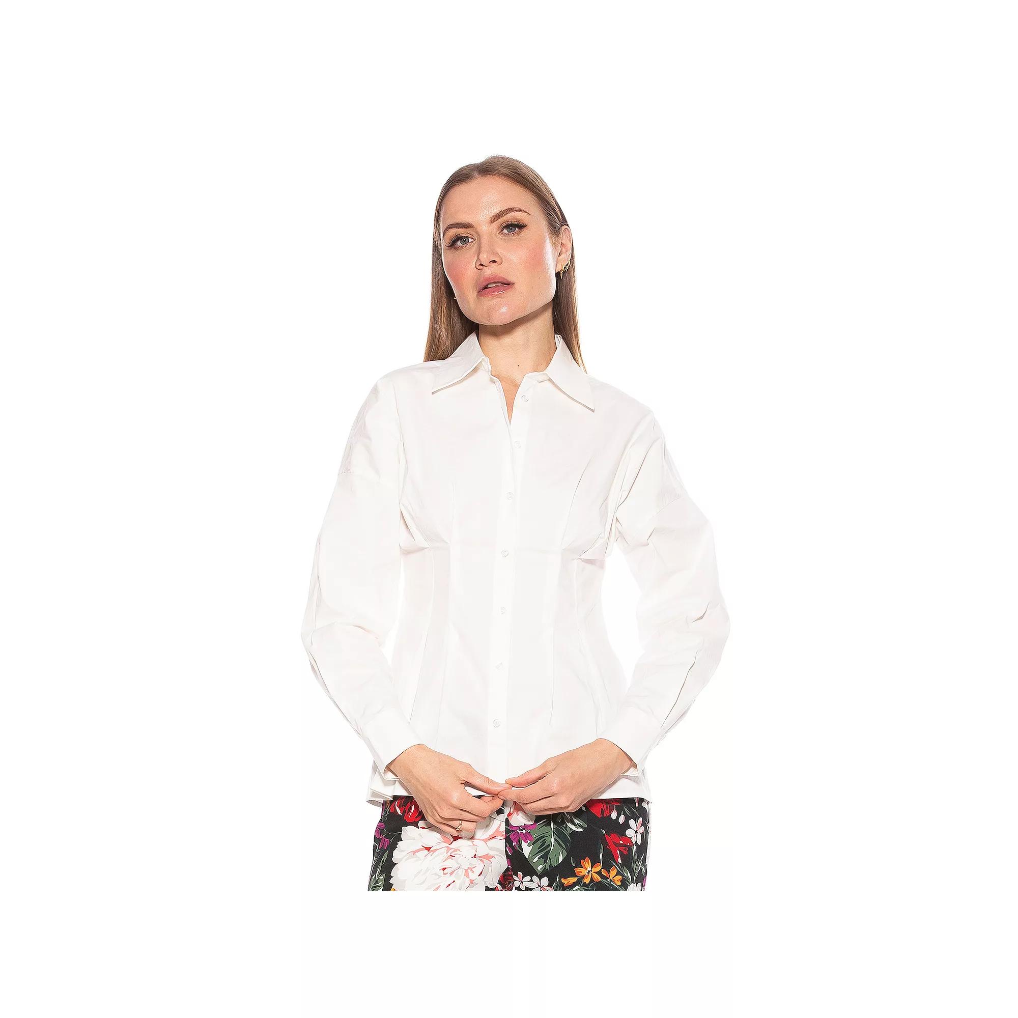 Women's ALEXIA ADMOR Calliope Long Sleeve Fitted Button Down Shirt, Size: 14, Floral Team Product Image