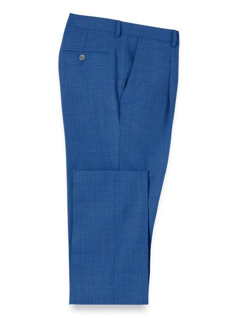 Wool Stretch Bengaline Single Pleated Suit Pants - French Blue Product Image