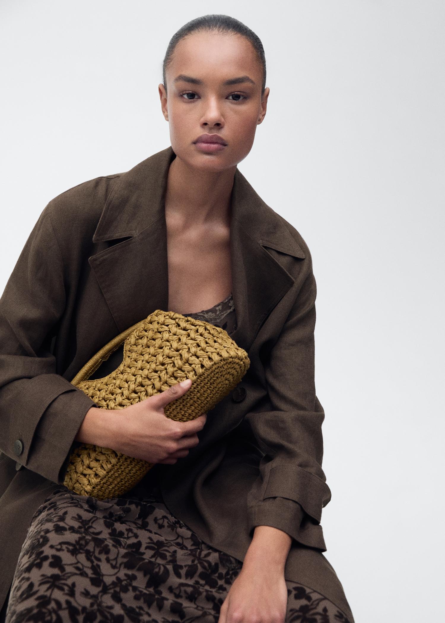 Double breasted linen trench - Women | MANGO USA Product Image