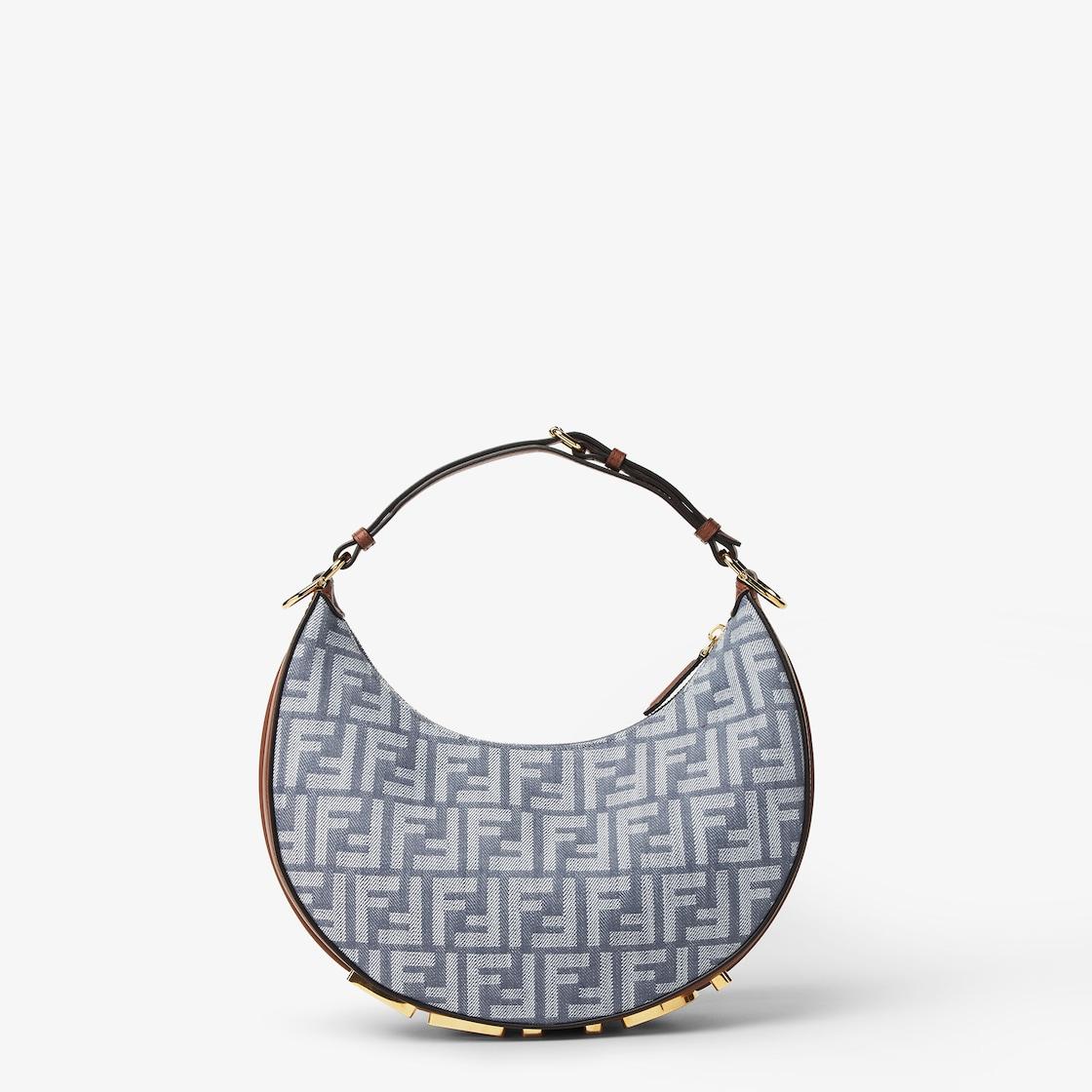 Fendigraphy SmallBlue denim-effect FF jacquard bag Product Image