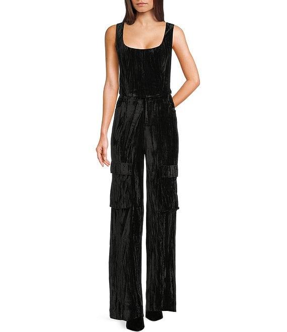 C&V Chelsea & Violet Crushed Velvet Coordinating Cargo Pants Product Image