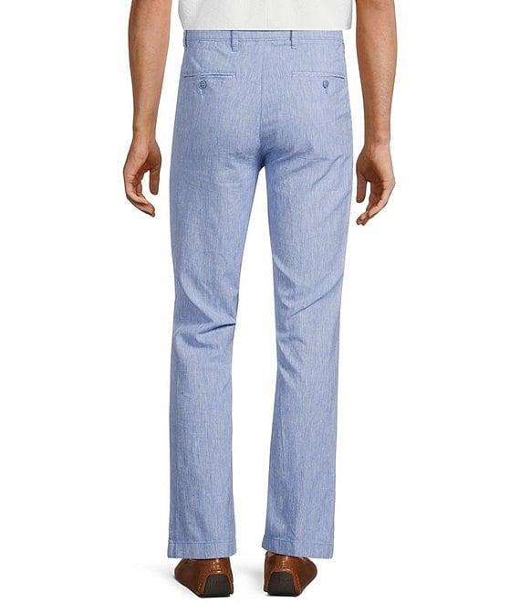 Roundtree & Yorke Andrew Fit Flat Front Solid Linen Chinos Product Image