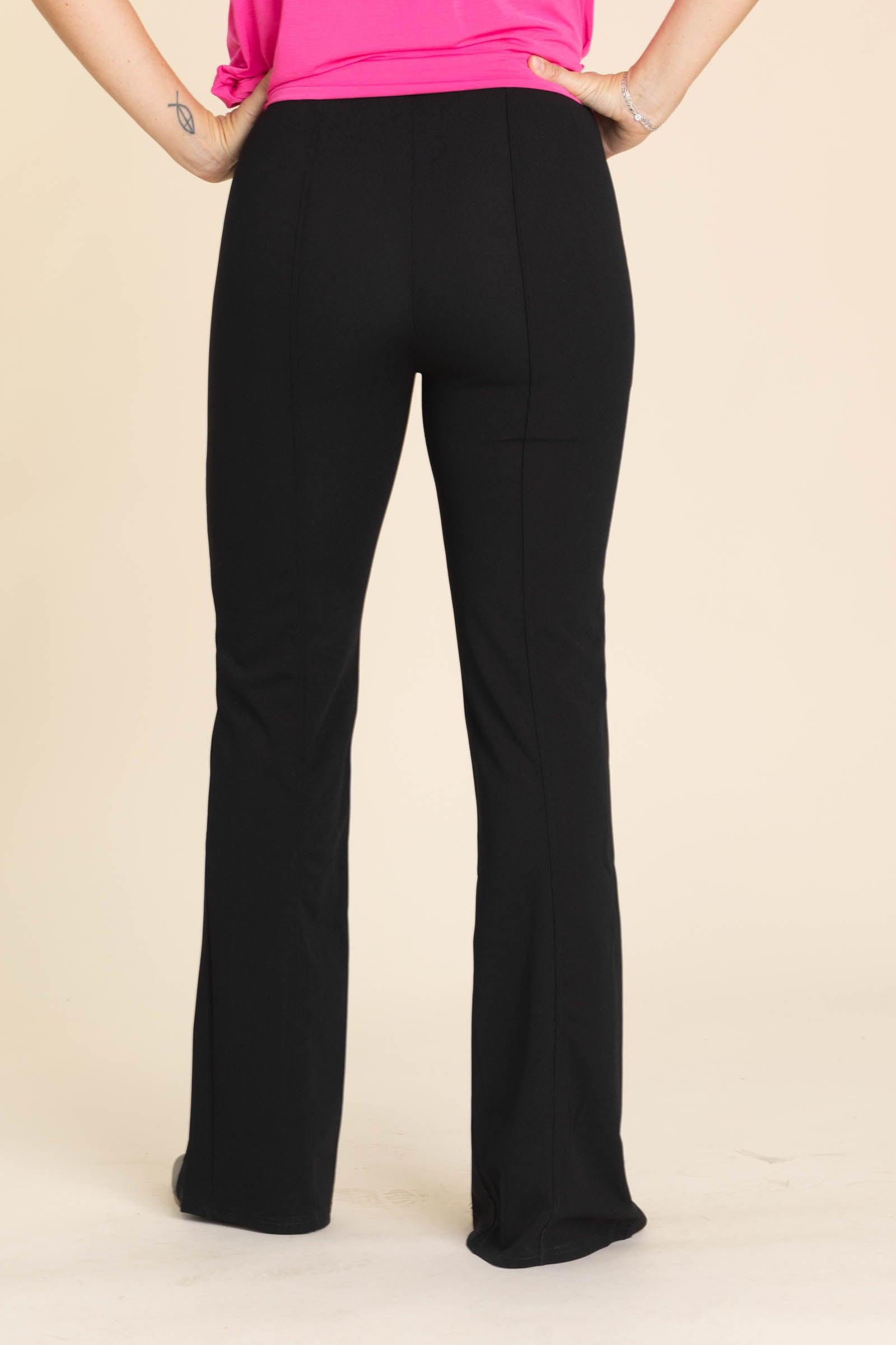 Black Pintuck Detail Pants With Front Slit Product Image