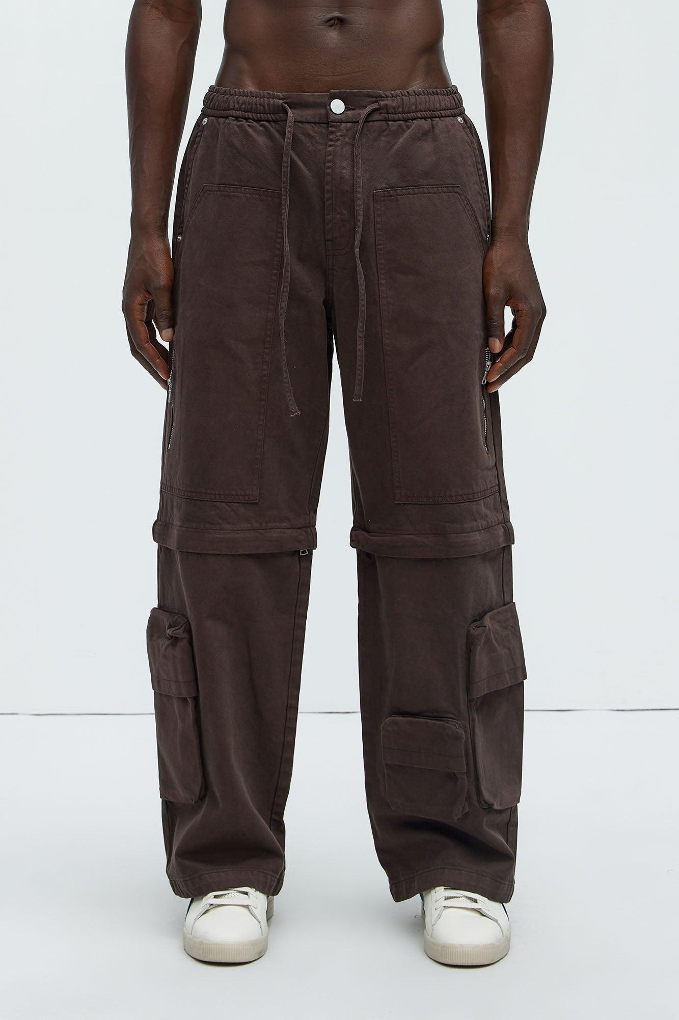 Maybe Next Time Zip Off Baggy Cargo Pants - Brown Product Image