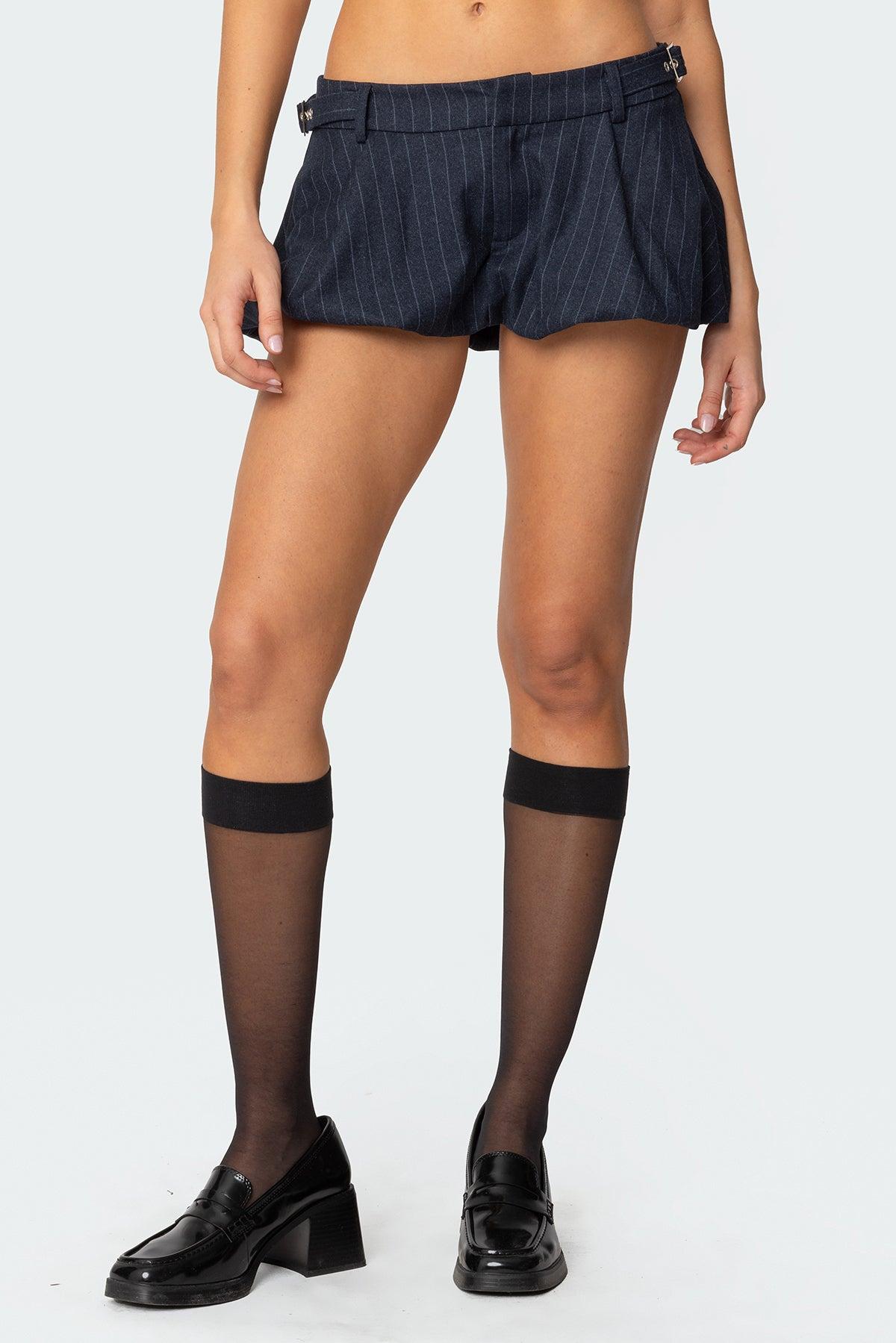 Buckled Pinstripe Bubble Mini Skort Product Image